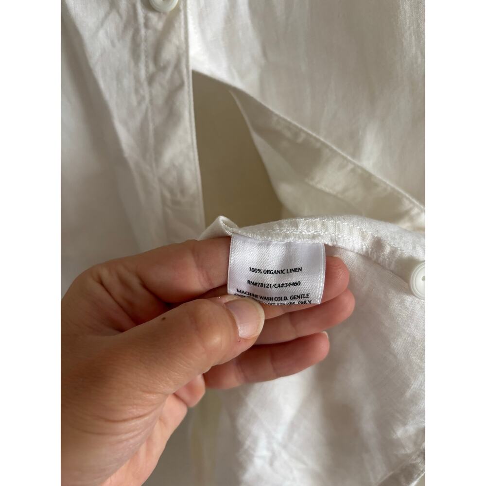 Eileen Fisher Women’s 100% Organic Linen White Button Up Shirt 1X Long Sleeve - Picture 6 of 6
